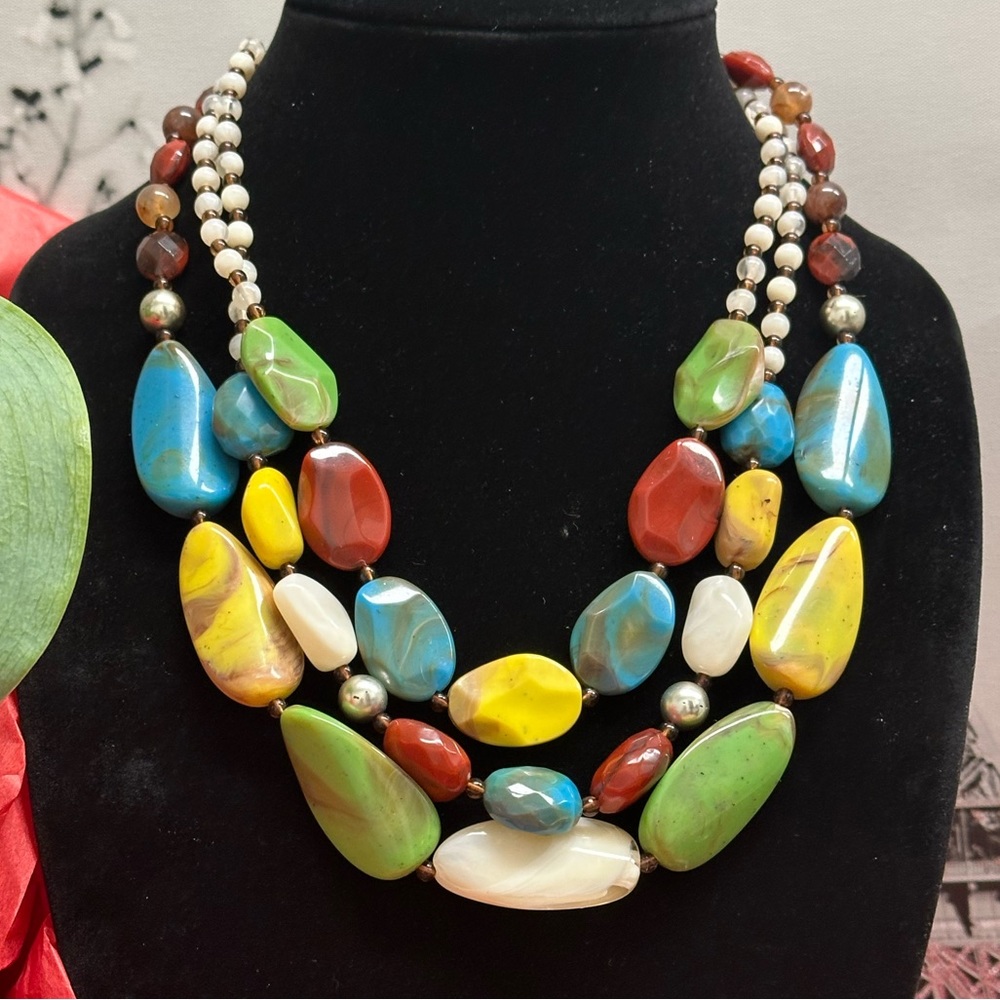 Necklace of stones of different colors